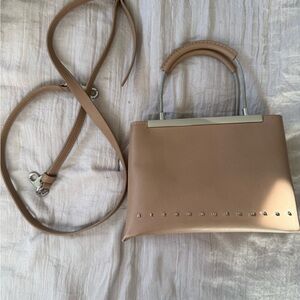 Alexander Wang Small Dime satchel bag in a neutral beige leather